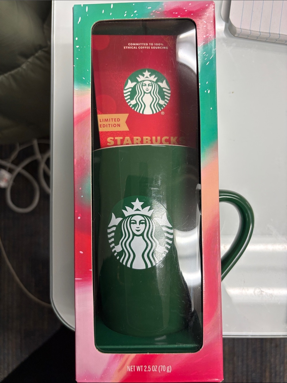 Starbucks Green and White Holiday Logo Mug Gift Set
